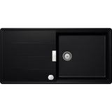 Chiuveta granit Schock Tia D-100L Cristadur Magma 1000 x 500 mm cu sifon automat, granit, reversibila, montare pe blat, negru metalizat