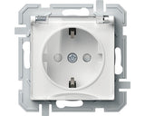 Priza Simpla Cu Impamantare Tem Logiq, Capac De Protectie, Alba