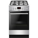 Aragaz HANSA FCMX592299H, 4 Arzatoare, Gaz + Electric, L 50 cm, Grill, Inox