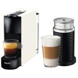 Espressor KRUPS cu capsule Nespresso Essenza Mini XN110110, 1100 W, 19 bar, 0.6 L, Alb + Aparat spumare lapte Aeroccino 3, 1450 W, Negru + set capsule degustare