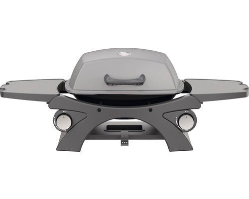 Gratar Pe Gaz Compact 2 Arzatoare 2, 1 Kw Suprafata De Gatire 48x36, 3 Cm Negru cu Mese Laterale Pliante, Tava De Colectare Grasime Detasabila