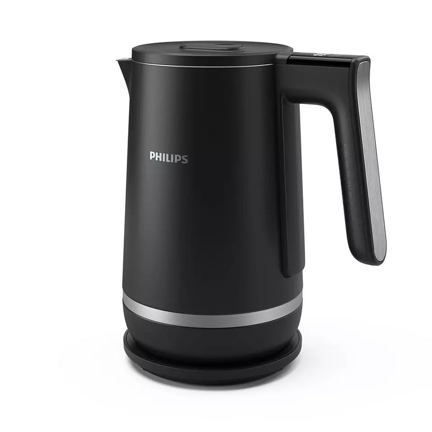 Fierbator cu perete dublu Philips HD9396/90 seria 5000, Capacitate de 1,7 l, Otel inoxidabil, 6 setari de temperatura, Baza la 360 de grade, Protectie impotriva incalzirii in gol, Afisaj de precizie pentru temperatura, Functie de pastrare cald, Negru