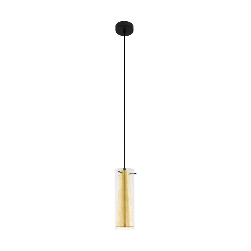 Lustra Pinto Gold EGLO, metal, sticla, transparent si auriu