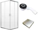 Set Cabina de Dus Patrata Radaway Alienta C800 cu Cadita de Dus si Sifon, 90x90 cm, Sticla Transparenta, Profil Crom