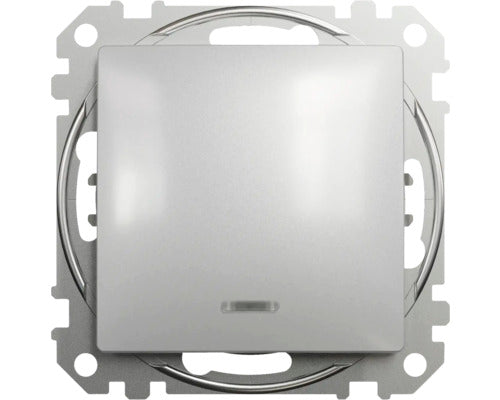 Intrerupator Cap-scara Simplu Schneider Sedna Design, Cu Lumina, Aluminiu
