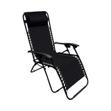 Scaun camping cu tetiera, cadru metalic, 175x65x110 cm, negru