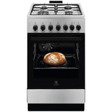 Aragaz Electrolux LKK520022X, Mixt, 4 arzatoare , Siguranta plita, Aprindere integrata, Cuptor electric, SteamBake, AirFry, Timer, Grill electric, Clasa A, 50 cm, Inox