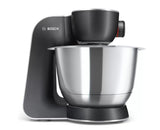 Robot de bucatarie Bosch MUM5 MUM58M59, 1000 W, 7 viteze + Pulse, bol 3.9 l, Blender 1.25l, Masina de tocat, parcare automata pentru modul stand-by, soft star, Negru/ argintiu