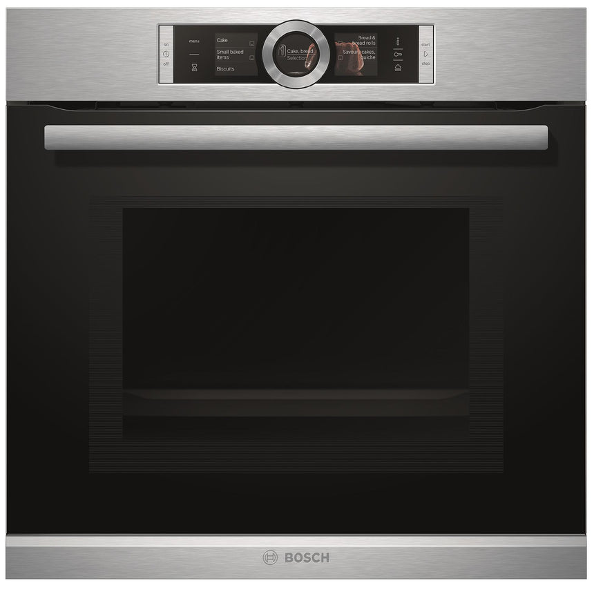 Cuptor incorporabil Bosch HNG6764S1, Electric, Multifunctional, 67 l, 14 Functii, Functie microunde 800 W, Grill, Add Steam, PerfectBake, Autocuratare pirolitica, Convectie 4D, Inel rotativ, Touch control, Display TFT, Inox