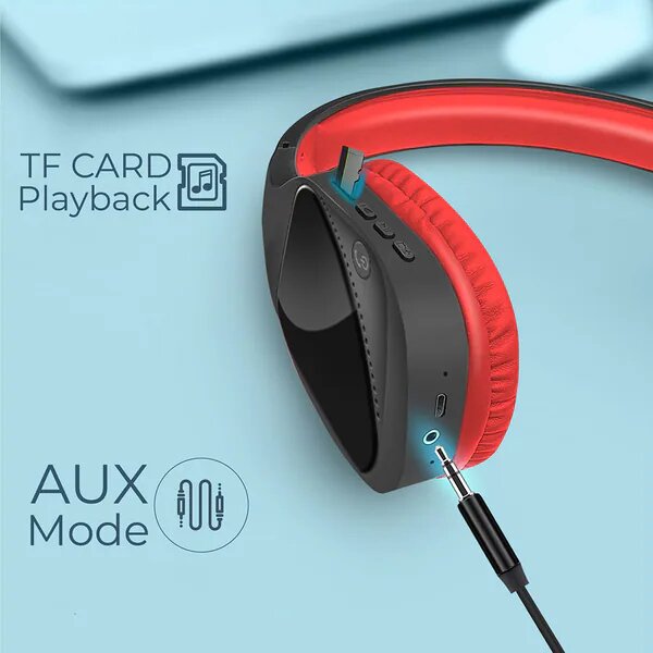 Casti PROMATE Nova, Bluetooth, On-ear, Microfon, Negru-Rosu
