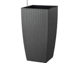 Ghiveci Tip Vaza Lafiora, Material Plastic, 31x31x57 Cm, Antracit, Inclusiv Set De Udare A Pamantului Si Indicator Al Nivelului De Apa