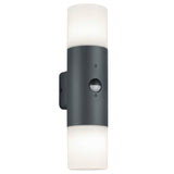 Aplica exterior Klausen, Ascot 2 cu senzor, Gri, KL132001, E27, IP44, 2x11W