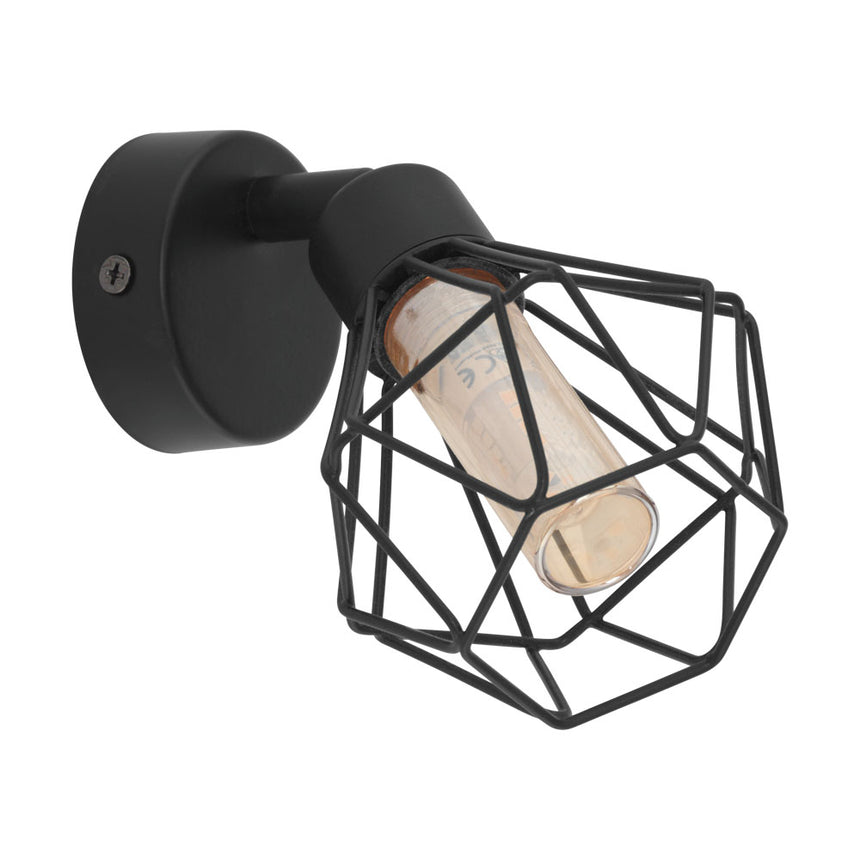 Aplica spot ZAPATA 1, EGLO, G9 LED, 3W, 360 lm, lumina calda, otel, sticla, negru, chihlimbar, IP20, A++