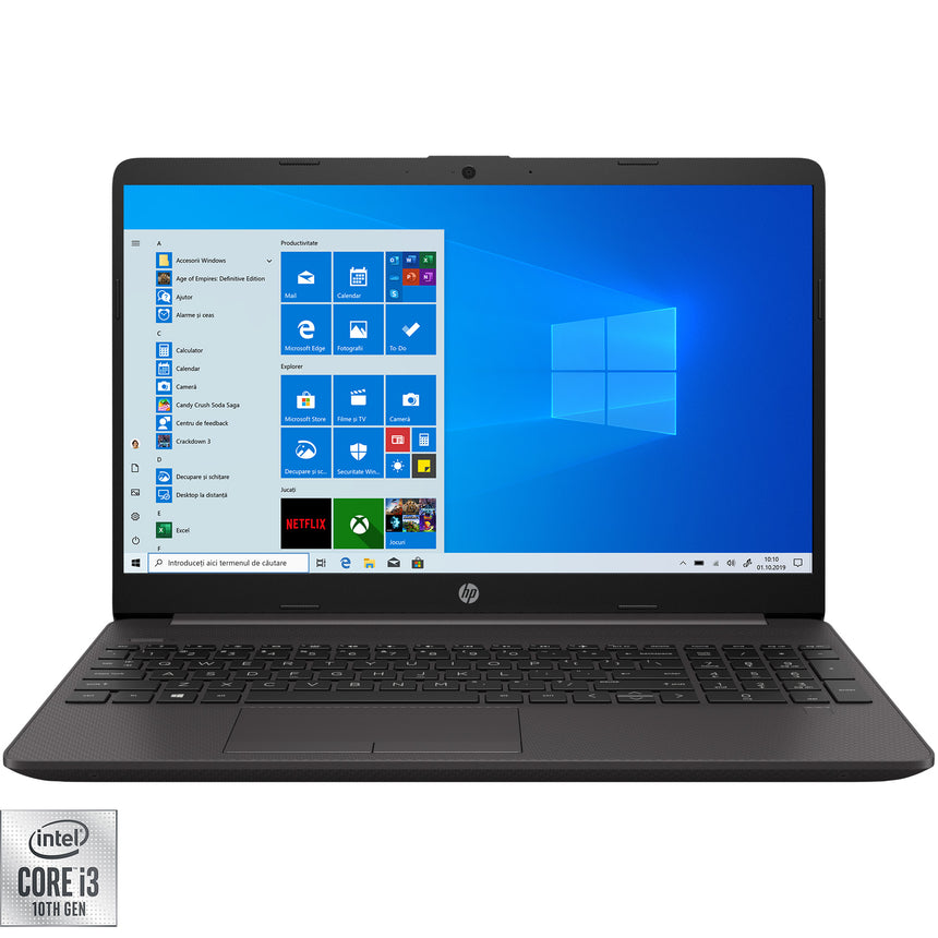 Laptop HP 250 G8 cu procesor Intel® Core™ i3-1005G1, 15.6", Full HD, 8GB, 256GB SSD, Intel® UHD Graphics, Windows 10 Pro, Dark ash silver