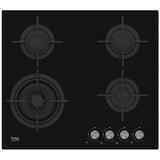 Plita incorporabila Beko HILW64222S, Gaz, 4 arzatoare, Wok, Sticla Neagra