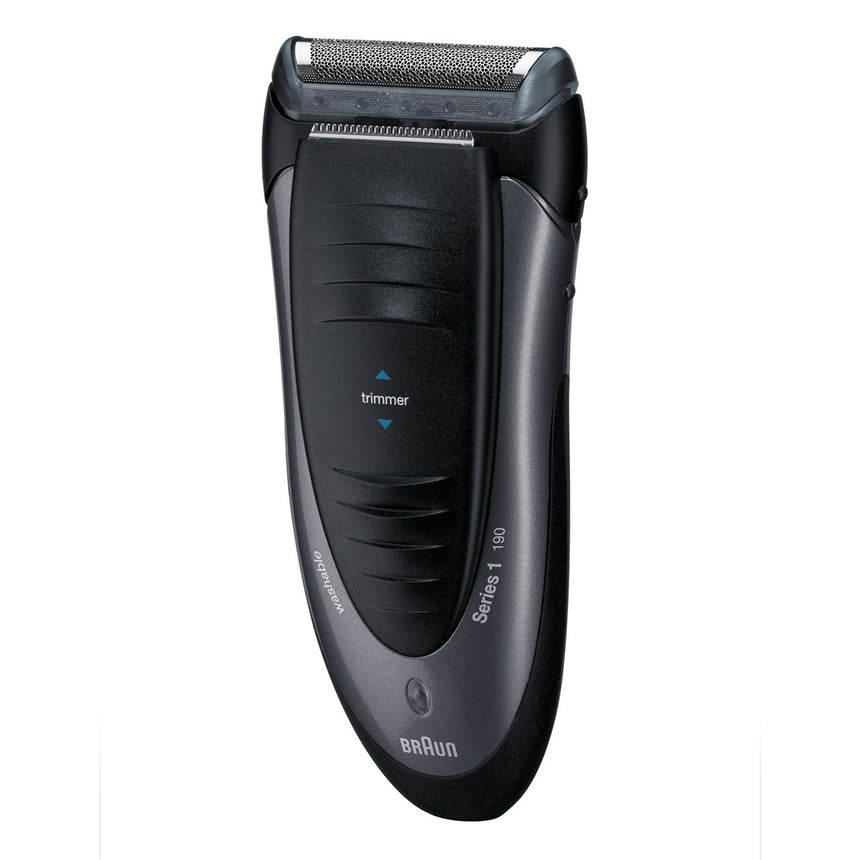 Aparat de ras electric Braun Series 1 190s, Wet&Dry, SmartFoil, Sistem FreeFloat, Baterie Ni-MH, Indicator baterie, Gri