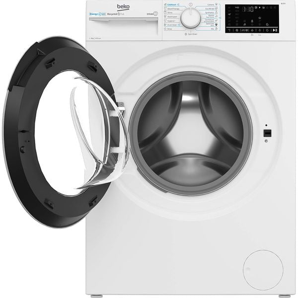 Masina de spalat rufe Slim Beko B3WFU49415WWES, 9 kg, 1400 RPM, Clasa A, IronFast, SteamCure, AddXtra, Motor ProSmart Inverter, SteamTherapy Alb