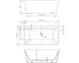 Cada Baie Dreptunghiulara Freestanding Linea Wall, Acril, 170x80 cm, 350 l, Alb