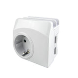 Adaptor priza Strohm, microUSB, 2xUSB, 16A, 2100mA, suport pentru telefon