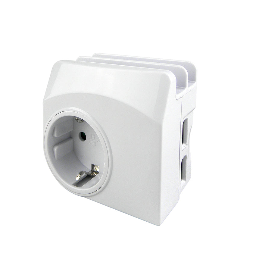 Adaptor priza Strohm, microUSB, 2xUSB, 16A, 2100mA, suport pentru telefon