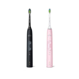 Set de periute de dinti, Philips HX6830/35 Protective Clean 4500, 2 programe de curatare, 2 buc, Negru/Roz
