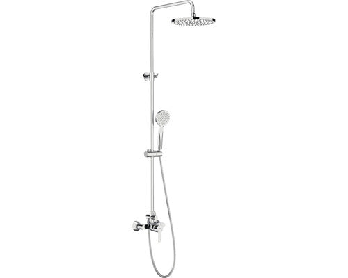Coloana de dus Roca L20, inaltime reglabila 855-1230 mm, brat de dus reglabil, furtun flexibil, para dus functie Rain, Crom