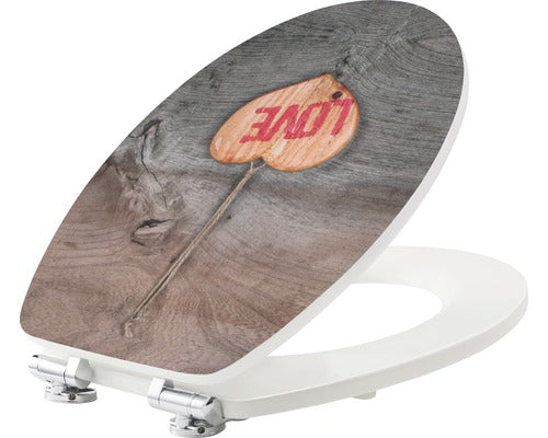 Capac WC FORM & STYLE Sculpture Love, din MDF, inchidere lenta, usor detasabil, 47,6x36,5 cm