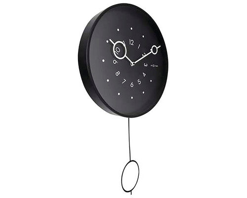 Ceas De Perete Cu Pendul Nextime Loop Negru Ø 35 Cm