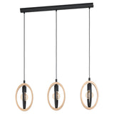 Lustra vintage EGLO BASILDON 43462, E27 3X40W IP20, Otel Negru, Lemn Maro