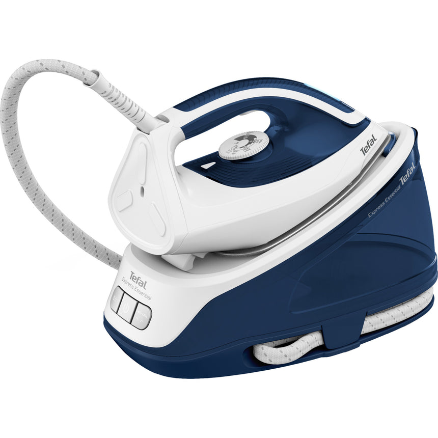 Statie de calcat Tefal Express Essential SV6116E0 , 2200W, 5.3 bari, jet de abur 270 g/min, abur variabil 0-120g/min, talpa Xpress Glide, rezervor apa 1.4 L, oprire automata, alb/albastru