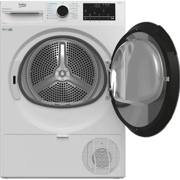 Uscator de rufe Beko B5T69233, 9 kg, Clasa D, Pompa de caldura EcoGentle, RecycledDry, IronFinish, Hygienic Reresh, Hygienic Drying, Alb