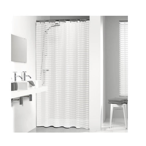 Perdea de dus Tiles, 180 x 200 cm, Alb