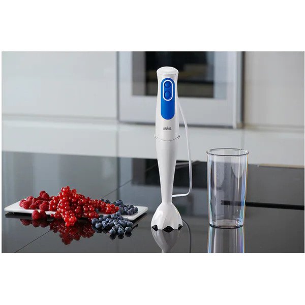 Mixer vertical BRAUN MQ3020WH, 0.6l, 700W, 2 trepte viteza, Alb-Albastru