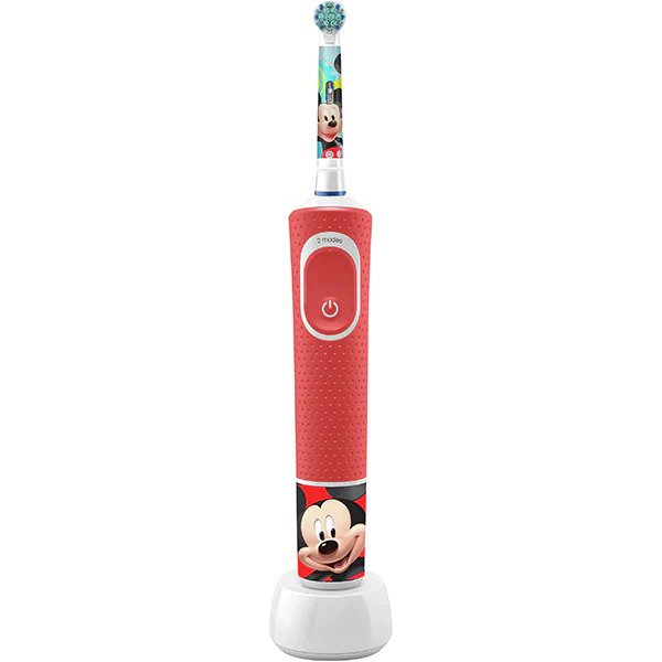 Periuta de dinti electrica Oral-B D100 Vitality Spiderman pentru copii, Curatare 2D, 2 programe, 1 capat, 4 stickere incluse, Rosu