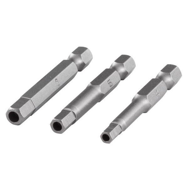 Set biti hexagonali interni cu orificiu Wolfcraft, 4x5x6mm, 50mm, 3 piese