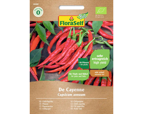 Seminte Legume Floraself Bio Ardei Iute De Cayenne, 150 gr