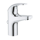 Baterie lavoar Grohe Start Curve, monocomanda, racorduri 3/8", cartus ceramic, limitator debit, set evacuare cu tija, marimea S, Crom