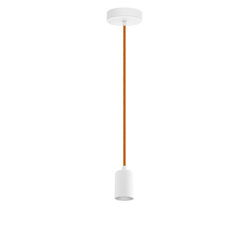 Pendul Yorth, EGLO, 1xE27, otel, alb-orange, inaltime reglabila