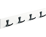 Cuier De Perete Cu 4x2 Carlige Hettich Country 500x80x46 Mm, Lemn Vopsit Alb/zamac Negru