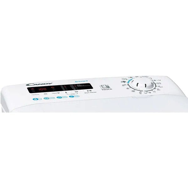 Masina de spalat rufe cu incarcare verticala Candy Smart CSTG 262DE/1-S, 6 kg, 1200 rpm, Clasa E, Mix Power Systems, Gentle Touch Opening, Easy Iron, Alb