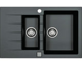 Pachet Chiuveta Bucatarie Alveus Cadit 70 Granital Negru + Baterie Monocomanda Kati + Dozator Sapun + Suport Scurgator