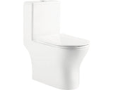 Set vas WC rimless pe pardoseala, include rezervor si capac WC soft close, alb lucios