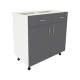 Corp Baza haaus Karo, 2 Sertare, 2 Usi, Antracit/Alb, 80 x 50 x 80 cm