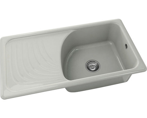 Chiuveta Bucatarie Cu O Cuva Fat Classic 203 90x49 Cm, Cu Picurator Pe Partea Stanga, Marmura Compozita Inox