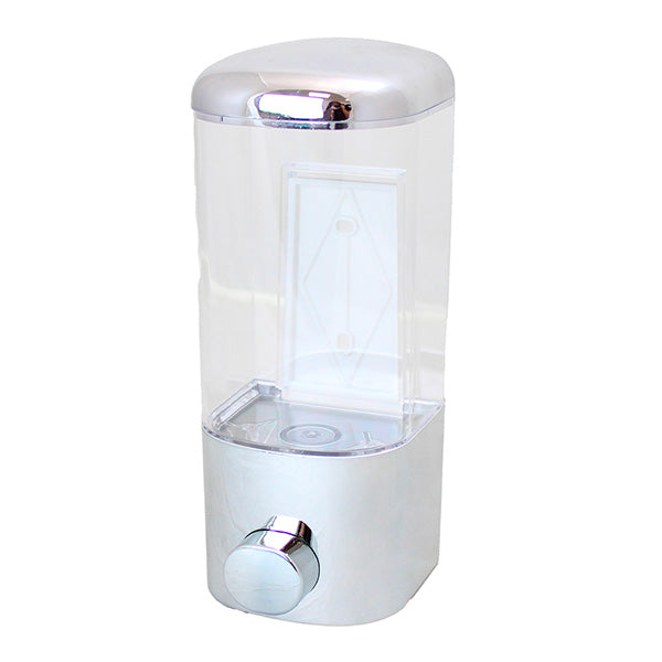 Dozator de sapun lichid, Frandis, de perete, actionare manuala, 400 ml, 7x8x19 cm, ABS, transparent/argintiu