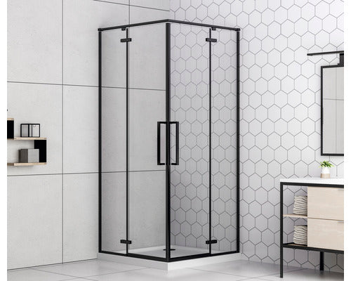 Cabina de dus patrata basano Slimline 90x90 cm sticla transparenta anticalcar profil negru