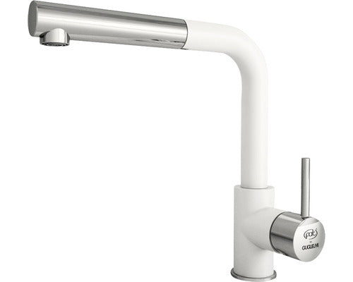 Baterie bucatarie monocomanda cu dus extractibil Impact, cartus cu disc ceramic 40 mm, aerator M24, Fatgranit alb