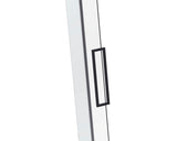 Paravan de dus pentagonal Belform Infinity 27CB2934, 1 usa batanta, geam 6mm, cu dungi negre, profil negru mat, 90x90x200 cm