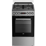 Aragaz Beko FSM52331TXDS, Mixt, 4 arzatoare, 3D cooking, Cuptor electric, High-Efficiency Gas Burner. Gatire asistata de abur, SteamShine Cleaning, 8 functii, 60 cm, Clasa A, Inox
