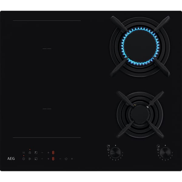 Plita Incorporabila AEG HDB64623NB, Gaz + Inductie, 4 Arzatoare, Touch Control, Negru
